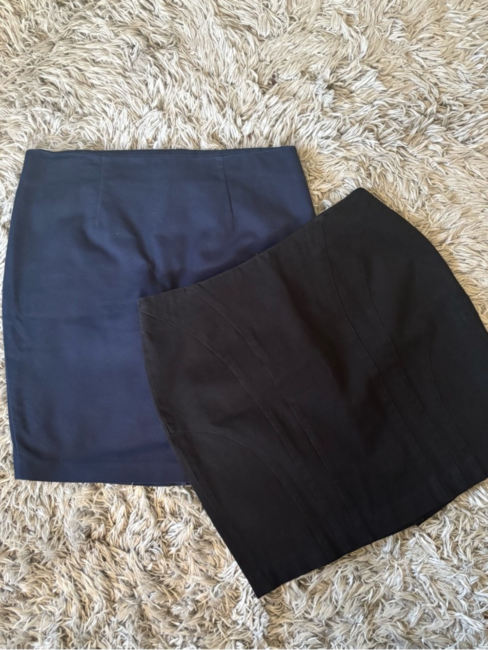 Bundle of 2 fitted stretch high waist pencil skirts navy black size 10 & 12